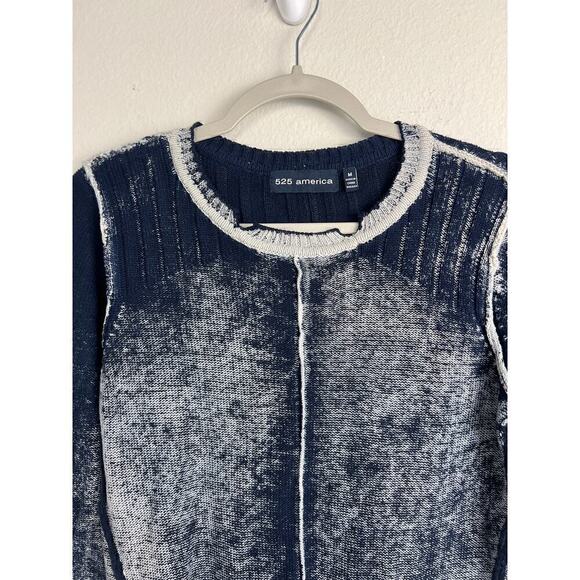 525 America Women's Sweater Navy White distressed look size M - Picture 3 of 10